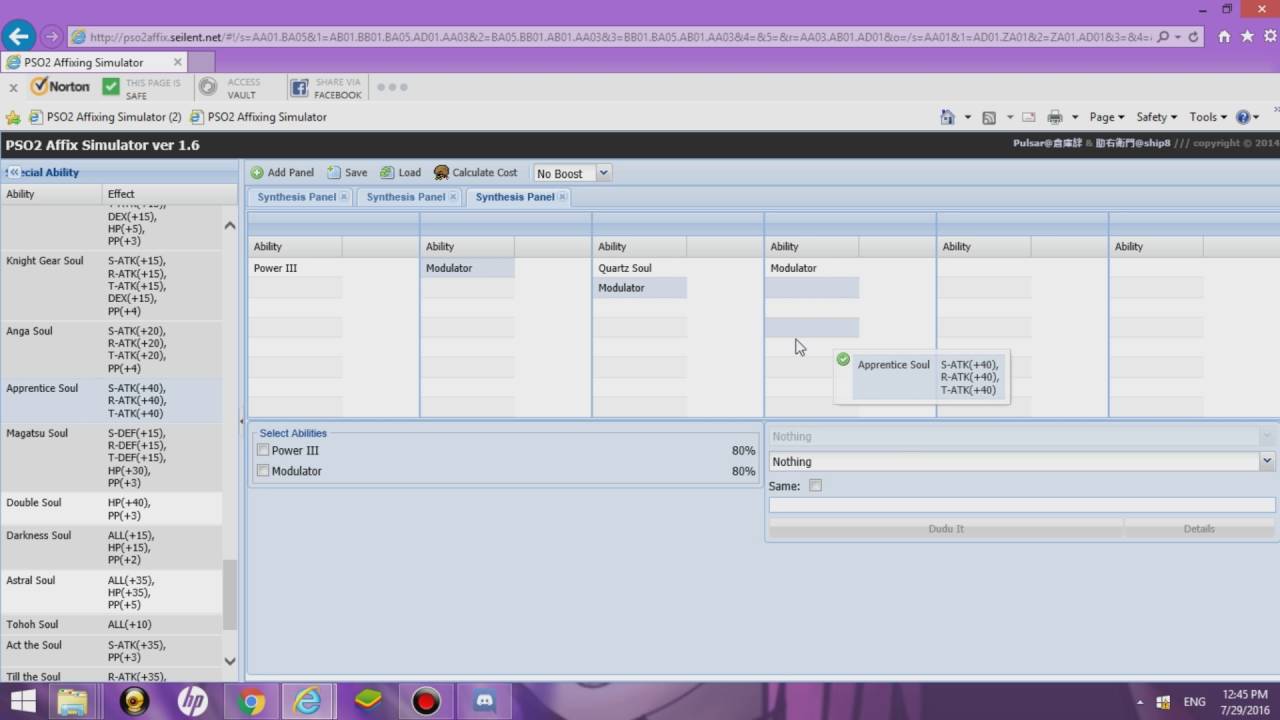 [PSO2 Affixing] Using Souls to Manipulate Percentages