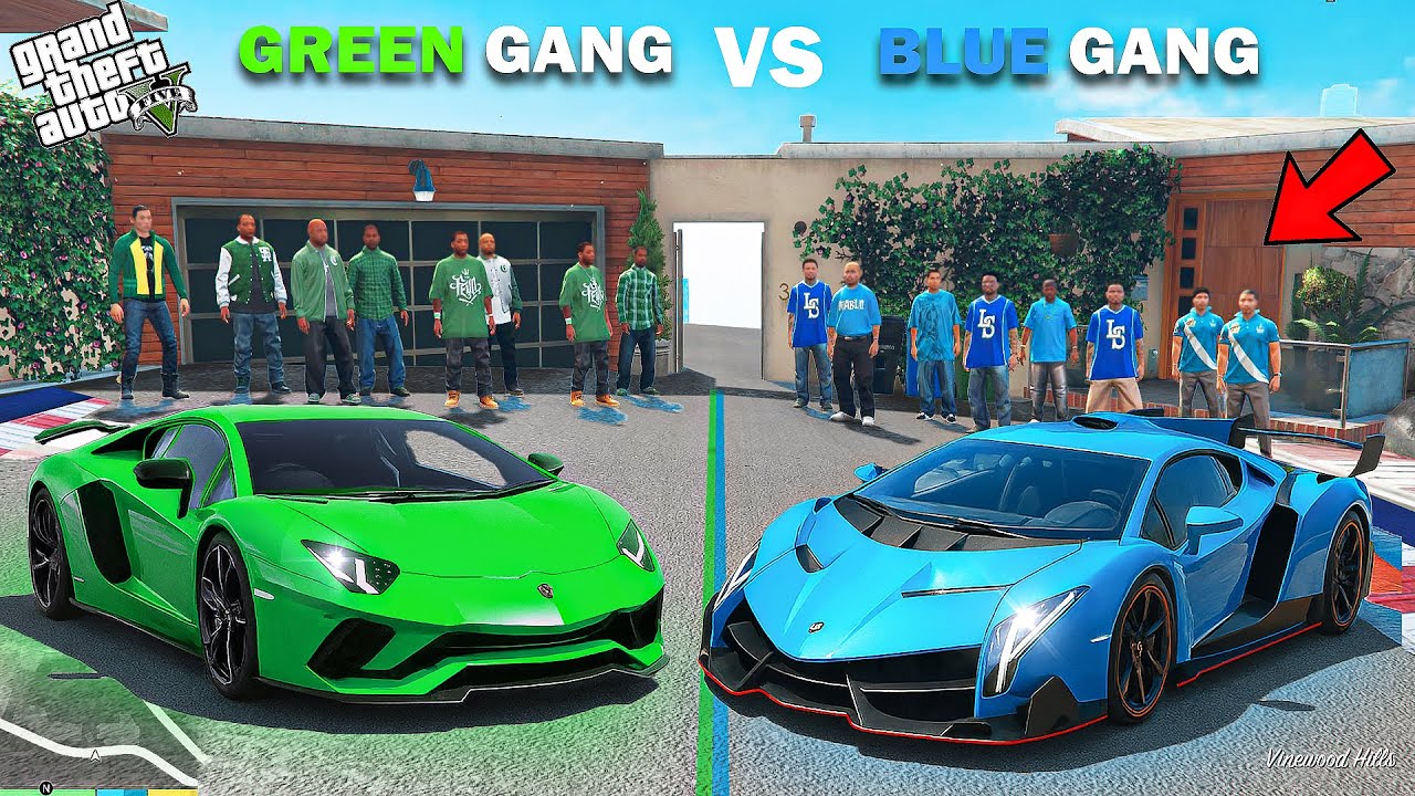 Franklin Blue Gang Vs Shinchan Green Gang Lamborghini Challenge In GTA 5!