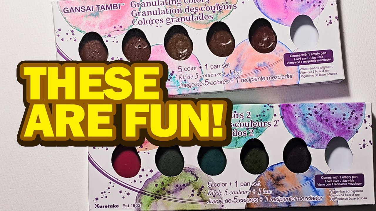 Swatching Kuretake Gansai Tambi Granulating Watercolor Paint Set I & II | First Impression Review