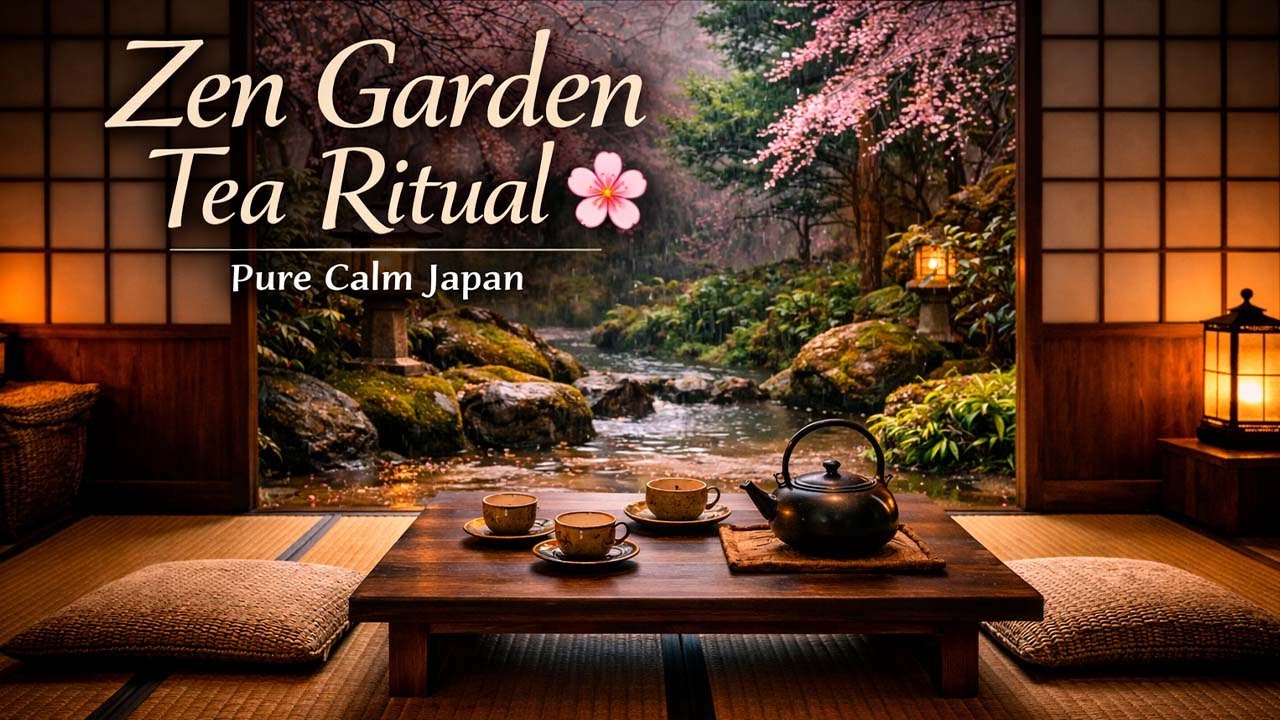 Zen Garden Tea Ritual 🌸 Serenity, Rain & Sakura Bliss  /  Pure Calm Japan