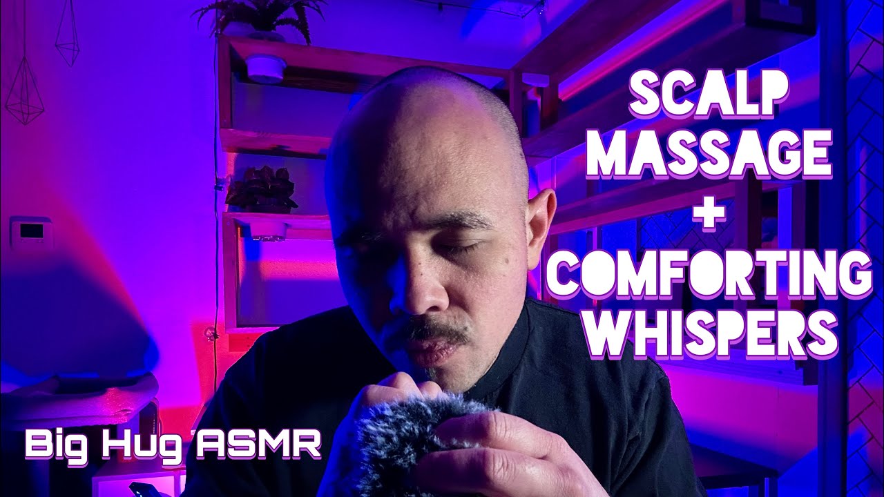 Relaxing Scalp Massage, gentle fluffy mic brushing + Whispers of care and comfort ASMR 🤗