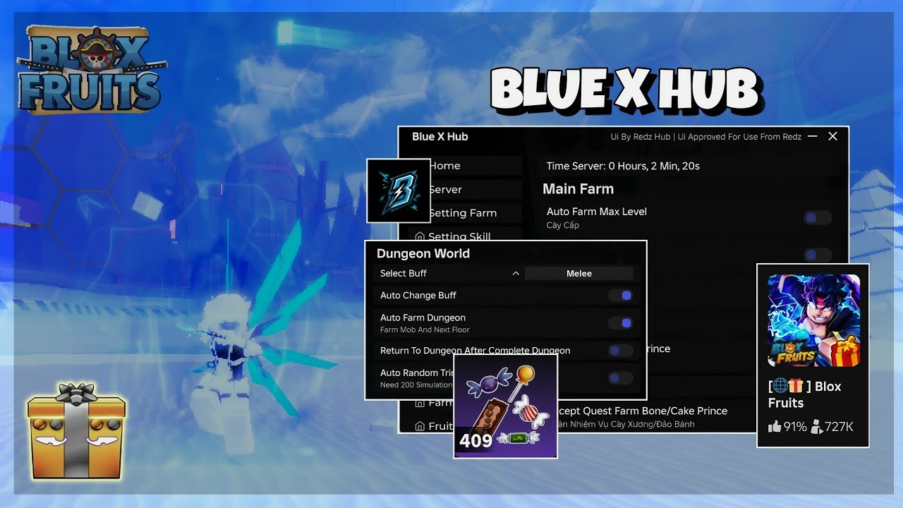 [🌐🎁] Blox Fruits Christmas Event Script Blue X Hub No Key // Auto Candy🍭 // Auto Dungeon // and more