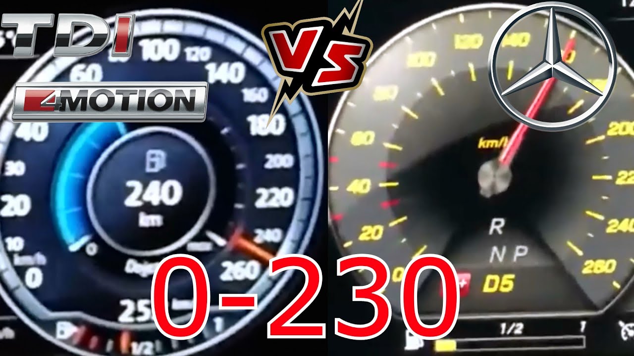 Vw Passat 2.0 Bitdi 240 Hp VS Mercedes E 300d 2.0d 245 HP 0-230 Race