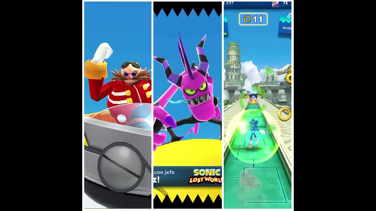 Todos los personajes de la peli al maximo nivel vs todos los jefes en sonic dash 1