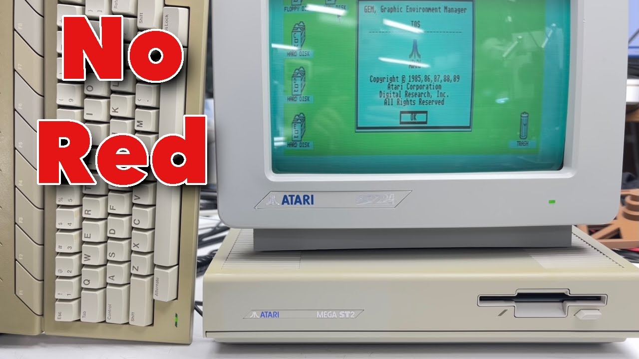 Attempting repair of an Atari MEGA ST2 setup with no red appearing in the SC 1224 monitor