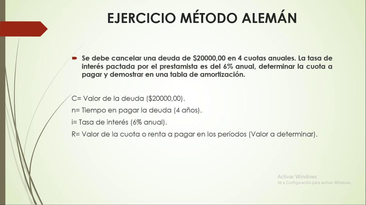 Matemáticas Financiera - Amortización Método Alemán
