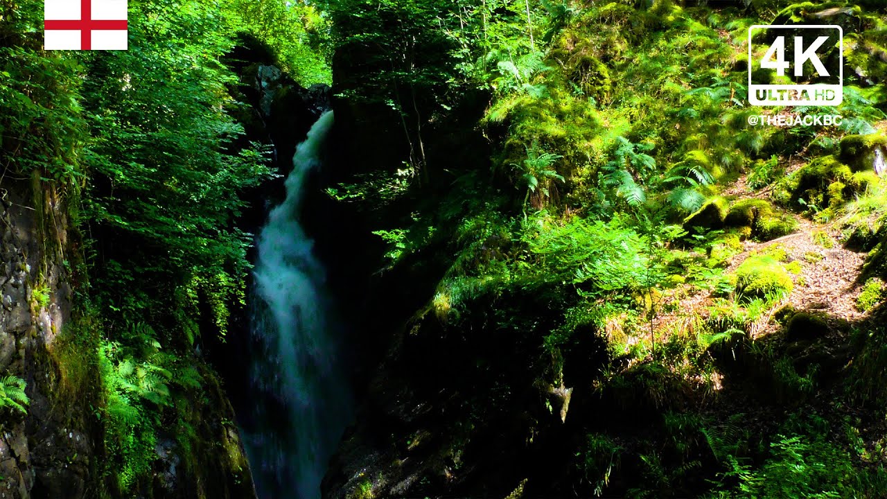 4K Waterfall Forest Background | Lake District | Relaxing Ambient Wallpaper | 364