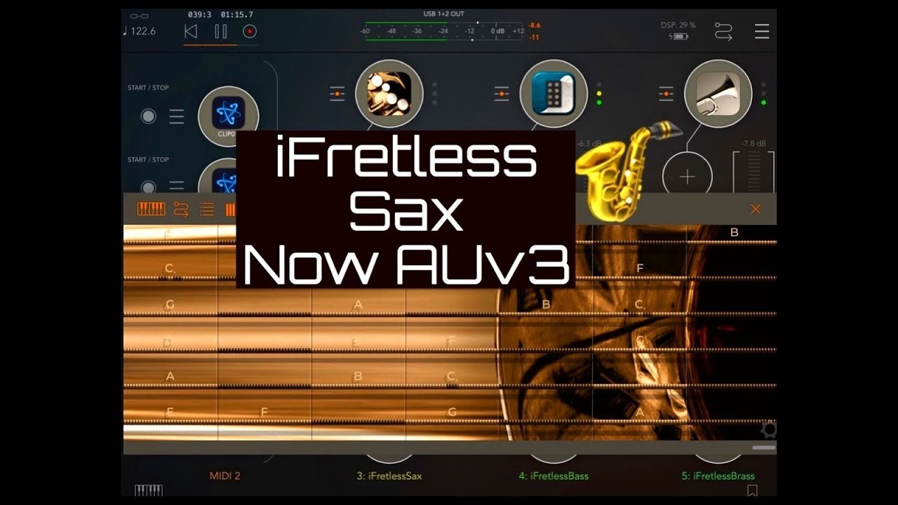 iFretless Sax Now AUv3 - iPad Demo with all iFretless AUv3 Apps plus Effects
