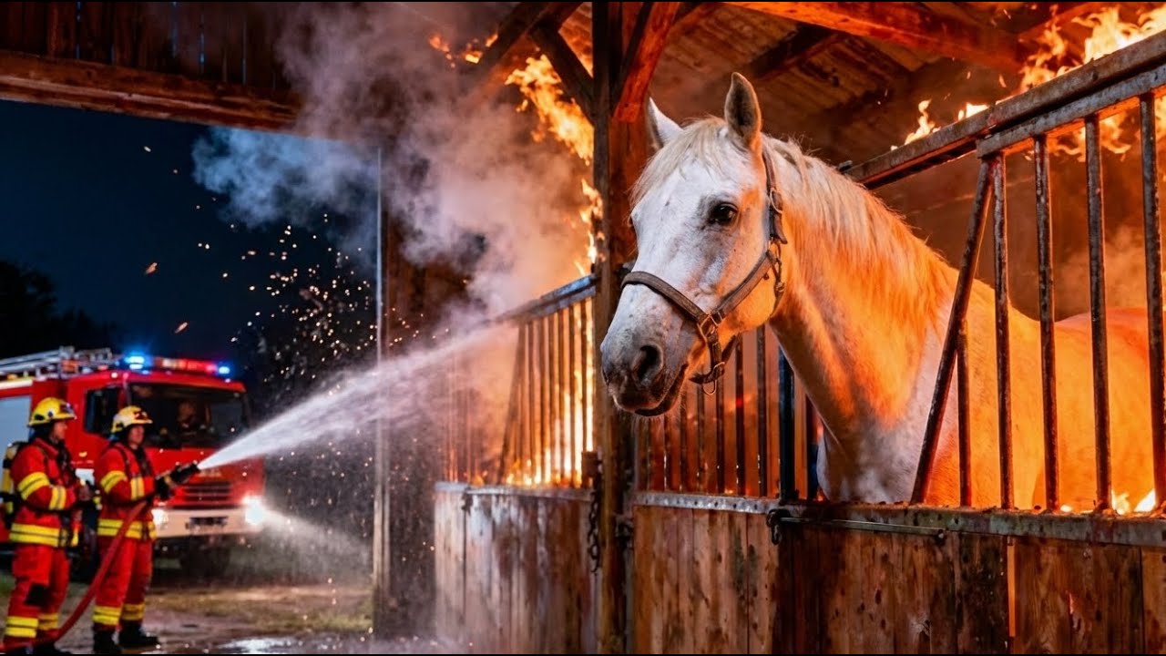 Electrical Fire Breaks Out—Smart Dog Helps Save White Horse Just in Time