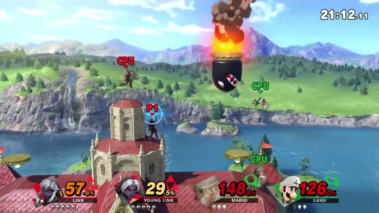 SSBU:Red Team VS Green Team - Princess Peach's Castle Match 13