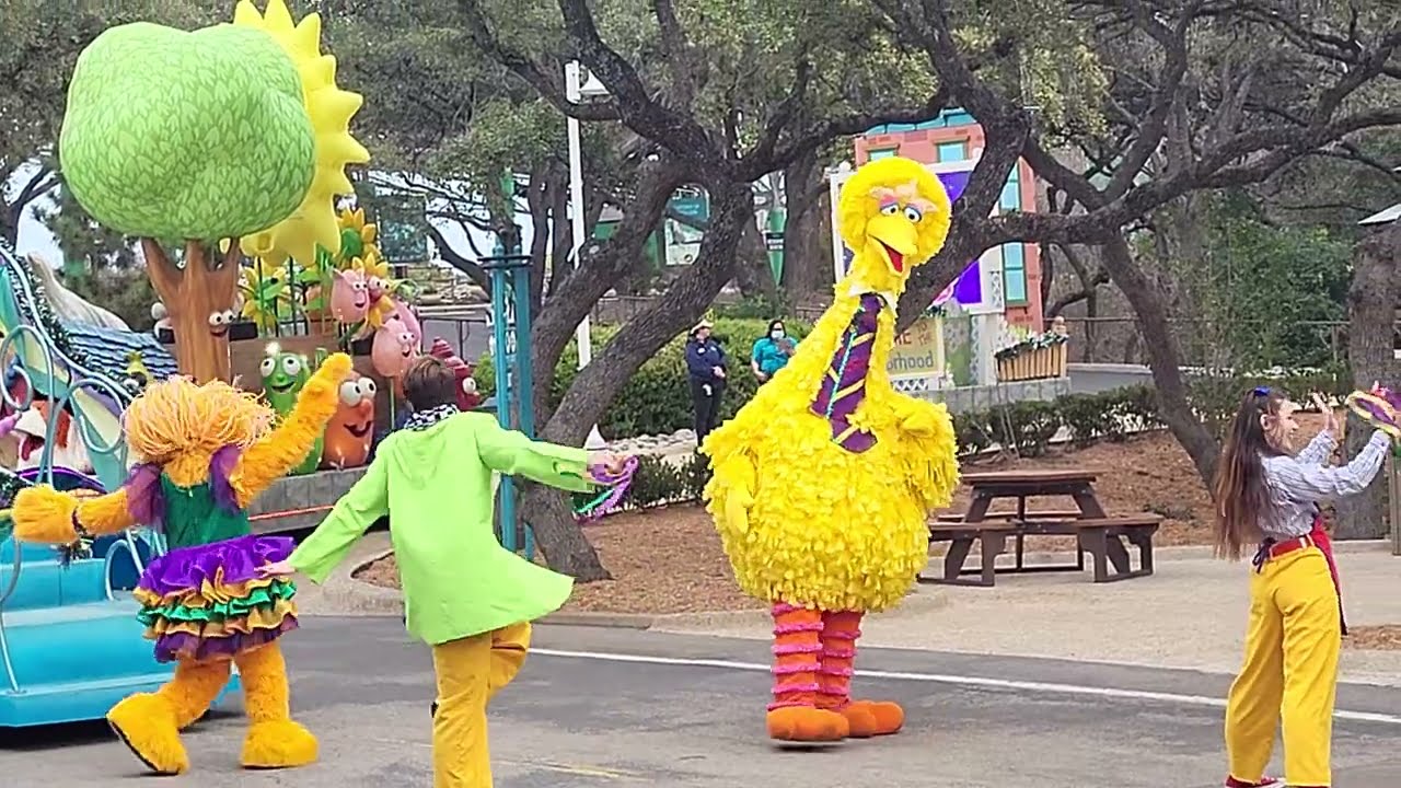 Sesame Street Mardi Gras Parade 2023 at Sea World San Antonio #seaworld #bigbird