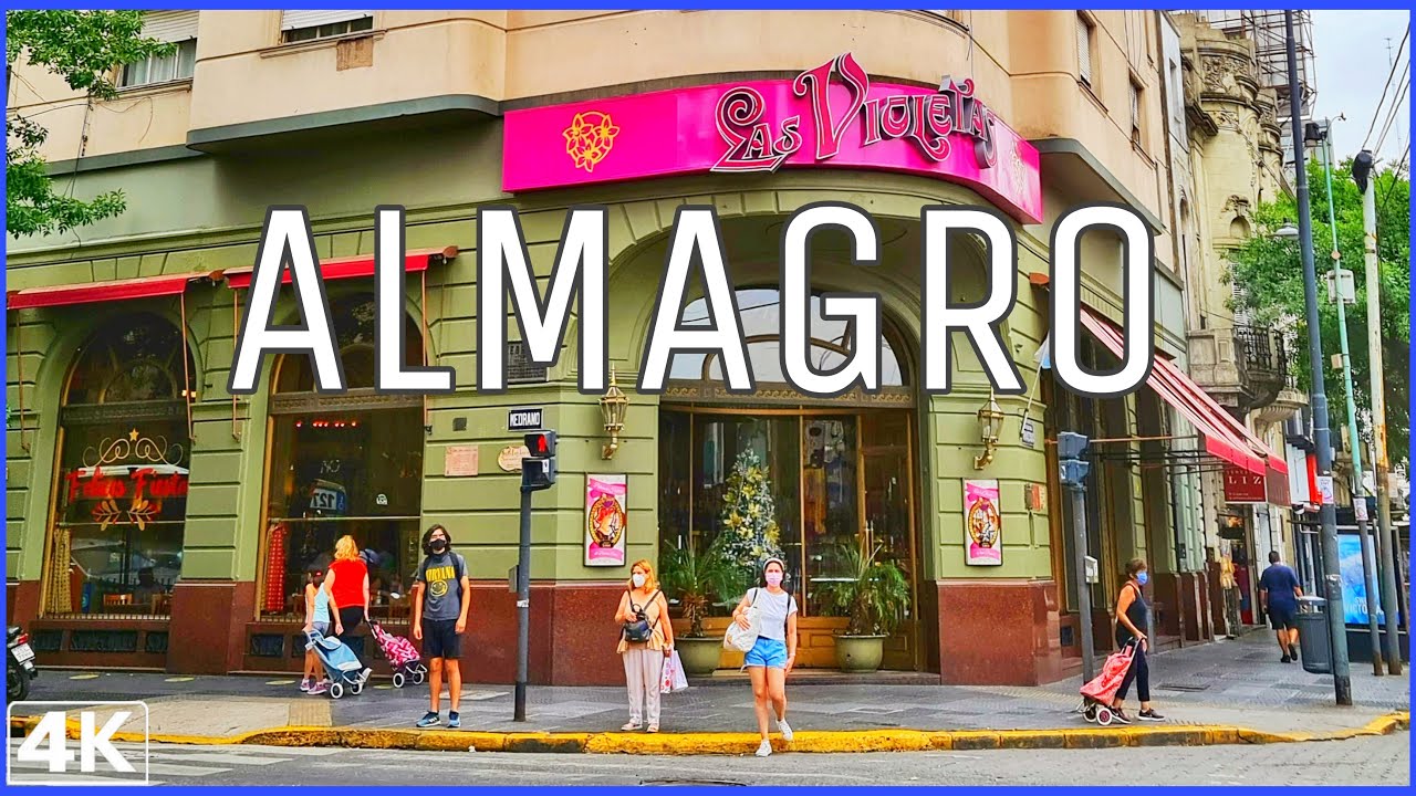 【4K】Buenos Aires, BARRIO de ALMAGRO Por AV. RIVADAVIA | WALK Confitería Las Violetas.