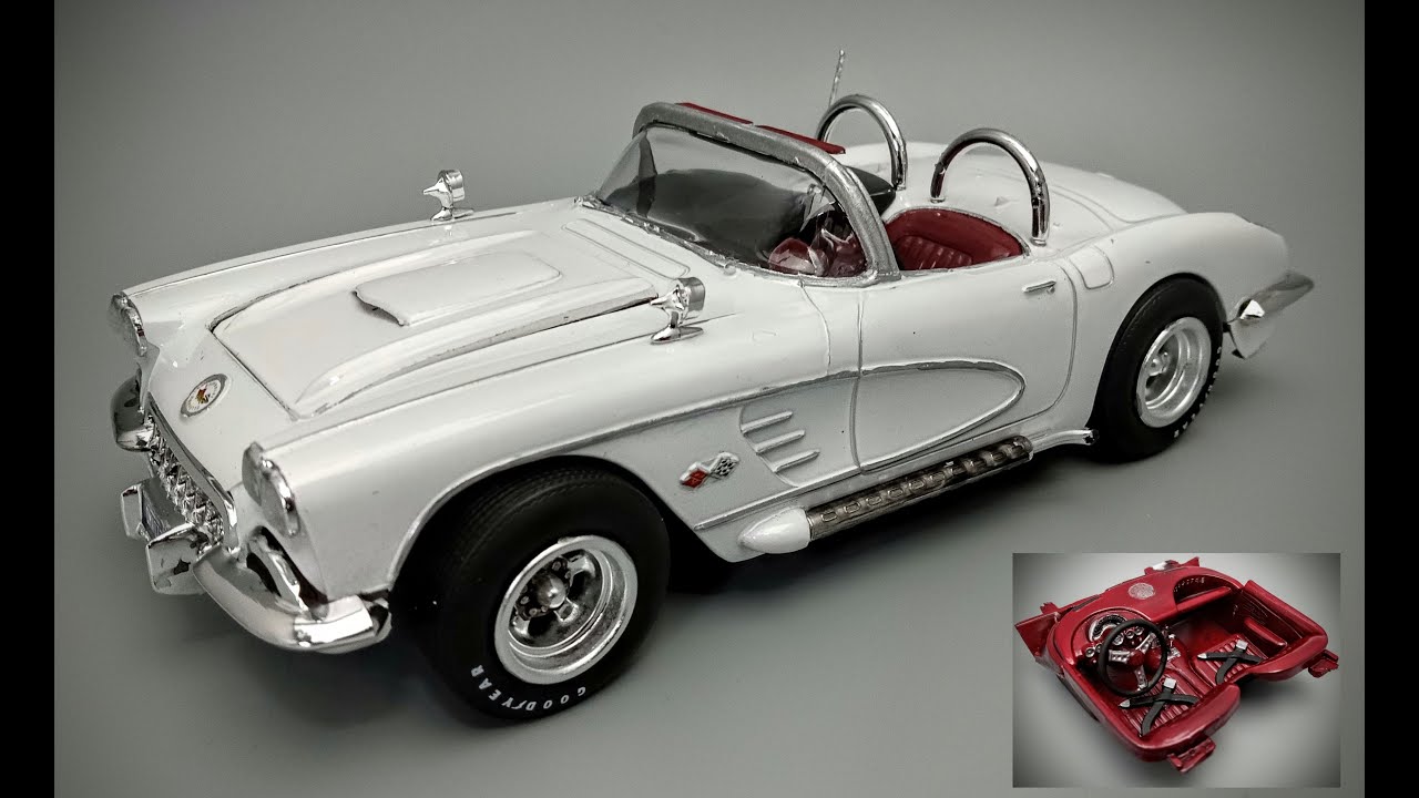 1960 Chevy Corvette C1 V8 Custom Rod 1/25 Scale Model Kit Build How To Assemble Paint Chrome Trim