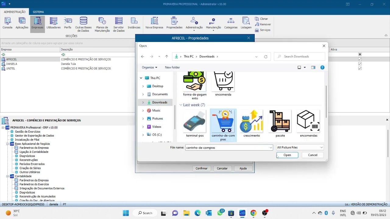 Configurações do Primavera V10