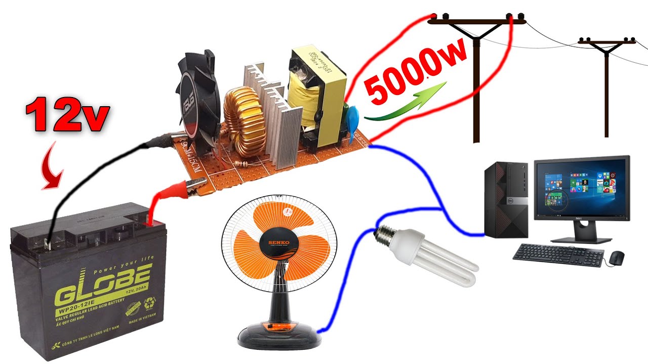 Chế kích điện 12v lên 220v đơn giản nhất 2021