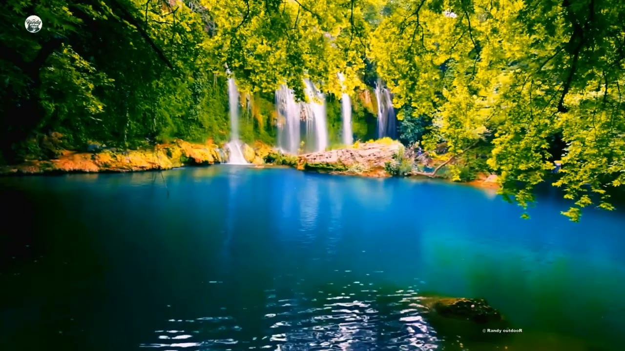 8K Amazing Waterfalls  Calm Relaxing Singing birds 6hrs Relax Focus Sleep