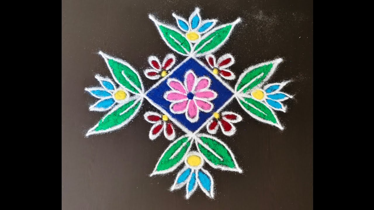 4*2 rangoli flower design #dialyrangoli #mugguludesigns #colorkolamdesign #craft #modernkolam #art 