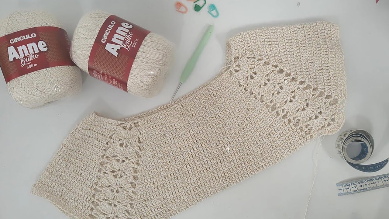 Blusa Luciana em Croch&ecirc; Topdown (separa&ccedil;&atilde;o das cavas) Cole&ccedil;&atilde;o Mulheres da Minha Vida