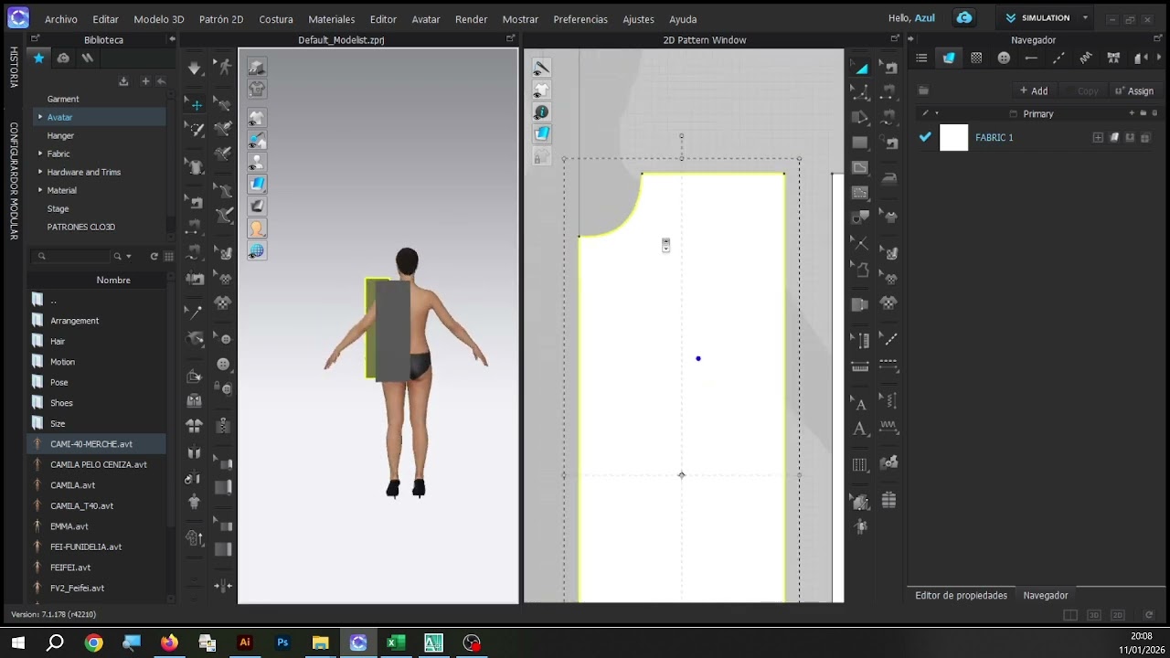PRIMERA PRENDA A MEDIDA DE UN AVATAR TALLA 40