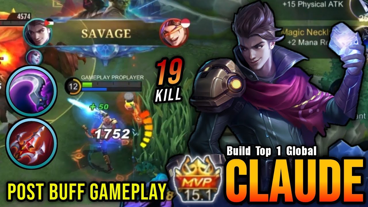 SAVAGE BUILD!! Claude Post Buff Gameplay - Build Top 1 Global Claude ~ MLBB