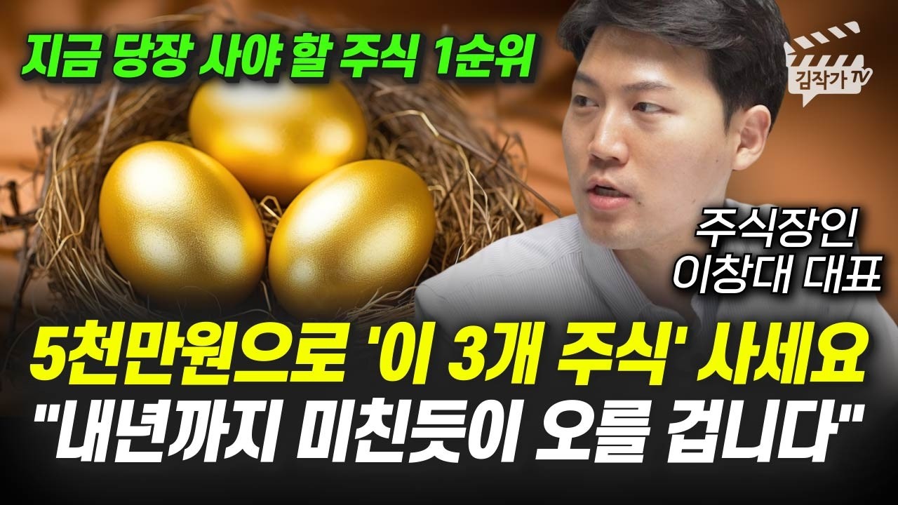 5천만원으로 '이 3개 주식' 사세요, 내년까지 미친듯이 오를 겁니다 (주식장인 이창대 대표)