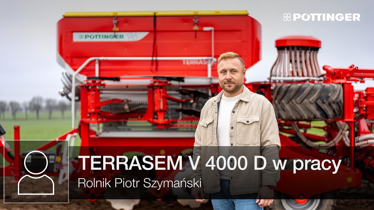 Piotr Szymański  pracuje uniwersalnym siewnikiem TERRASEM V 4000 D | P&Ouml;TTINGER
