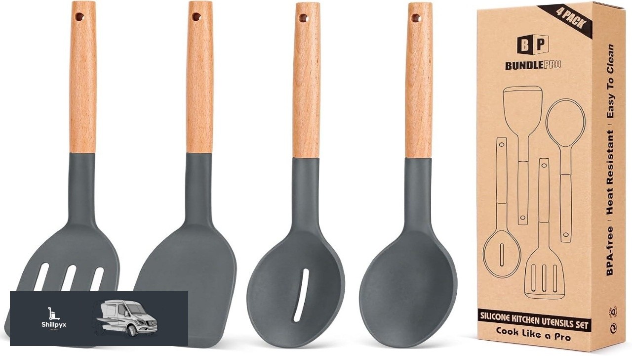 Pack of 4 Silicone Cooking Utensils Set Non Stick Solid Spatulas