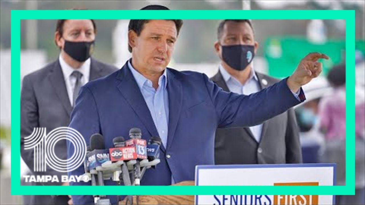 Florida Gov. Ron DeSantis and  Attorney General Ashley Moody speak in Port Canaveral