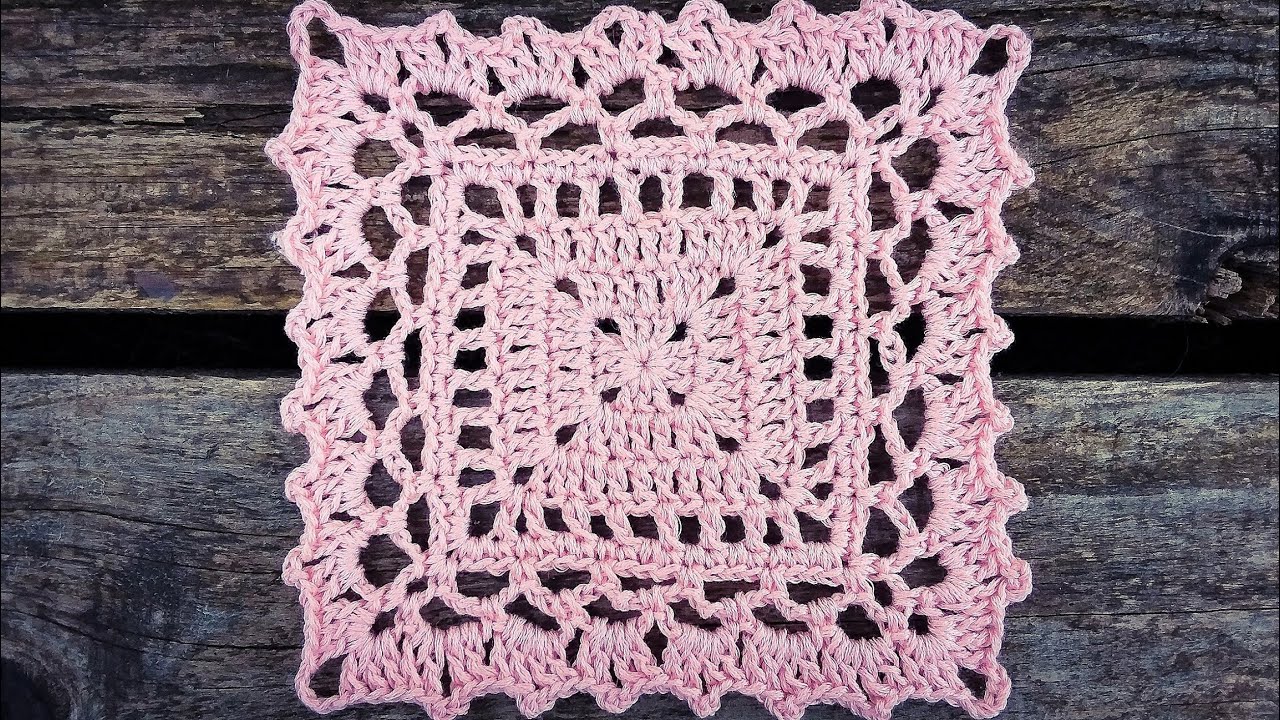 Crochet Lace Square Motif Tutorial Part 1