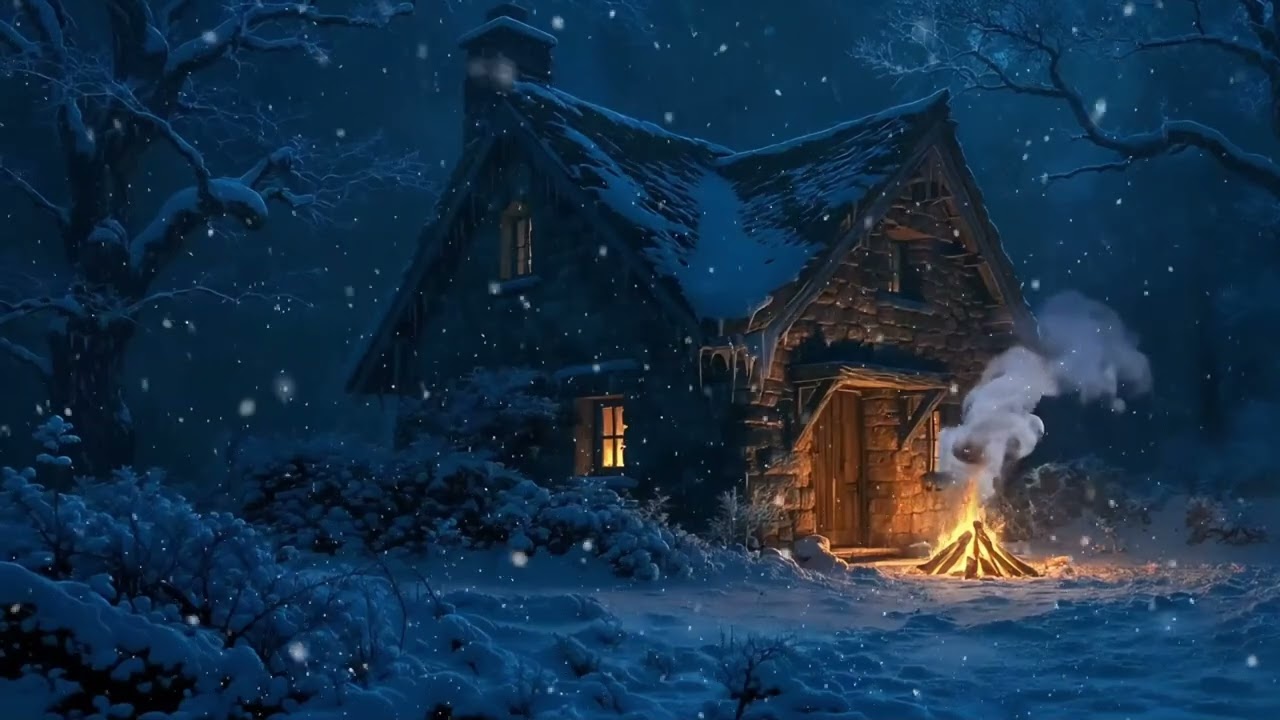 Blizzard & Campfire Sounds | Cozy Winter Ambience for Relaxation & Sleep
