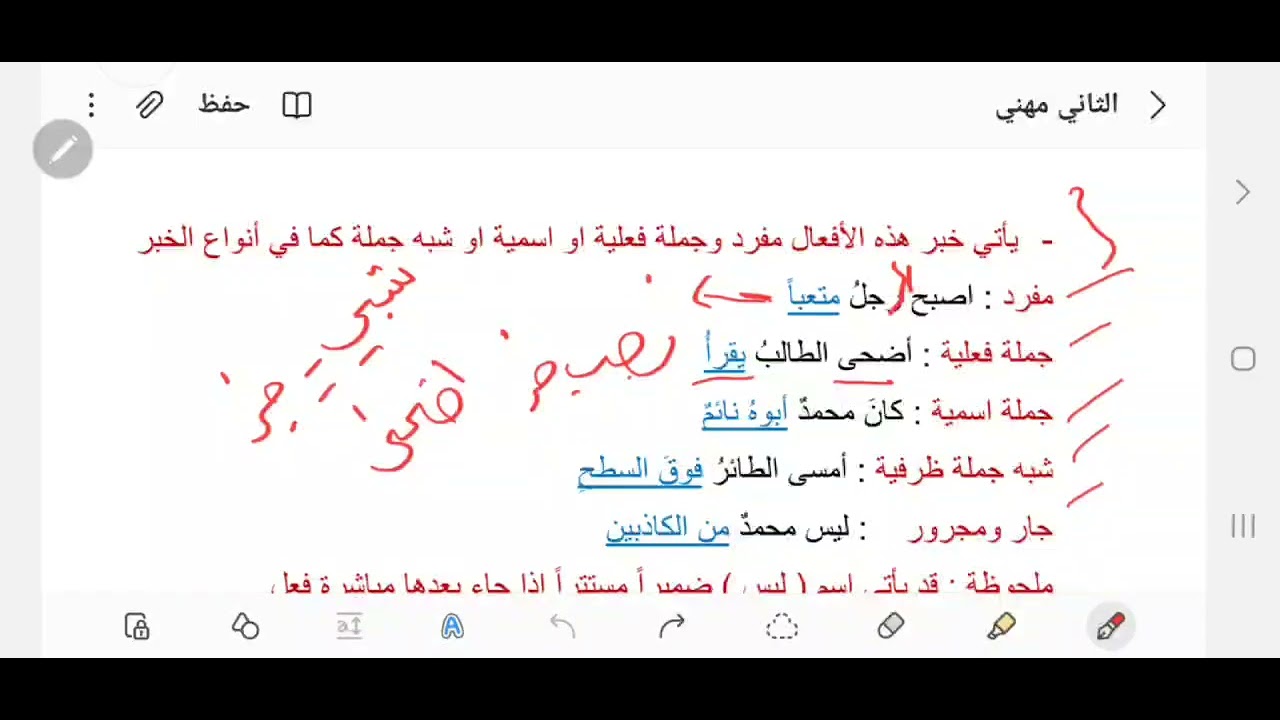 كان وأخواتها ( للثاني المهني لكافة فروعه واقسامه )