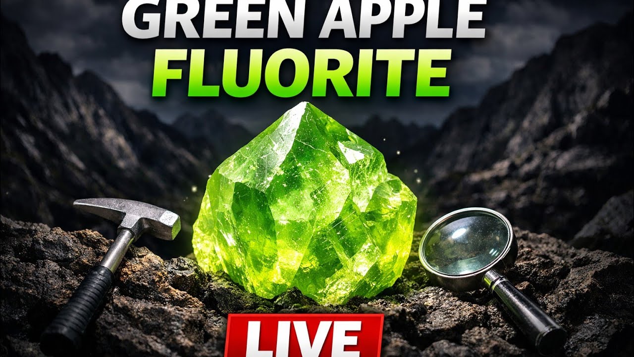 💚 Green Apple Fluorite Crystal Live Show | Rare Mineral #live #livestream 