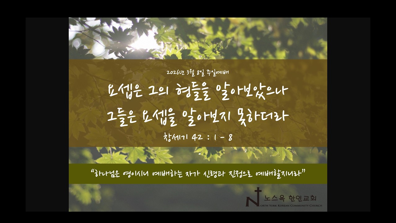 2026년 3월 8일 - 요셉은 그의 형들을 알아보았으나 그들은 요셉을 알아보지 못하더라
