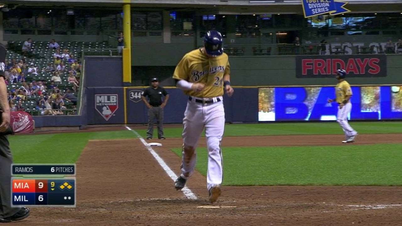 MIA@MIA: Lind takes bases-loaded walk to score Lucroy