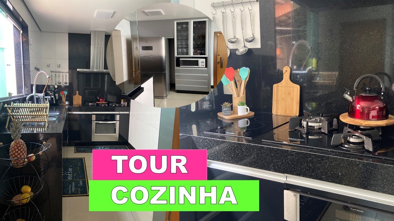 TOUR PELA MINHA COZINHA | TOUR PELA COZINHA PRETA E BRANCA | COZINHA PLANEJADA | COZINHA AMERICANA
