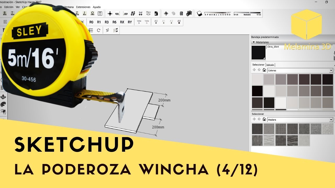 (04/12)  TUTORIAL SKETCHUP - HERRAMIENTA MEDIR Y PUNTOS REFERENCIALES