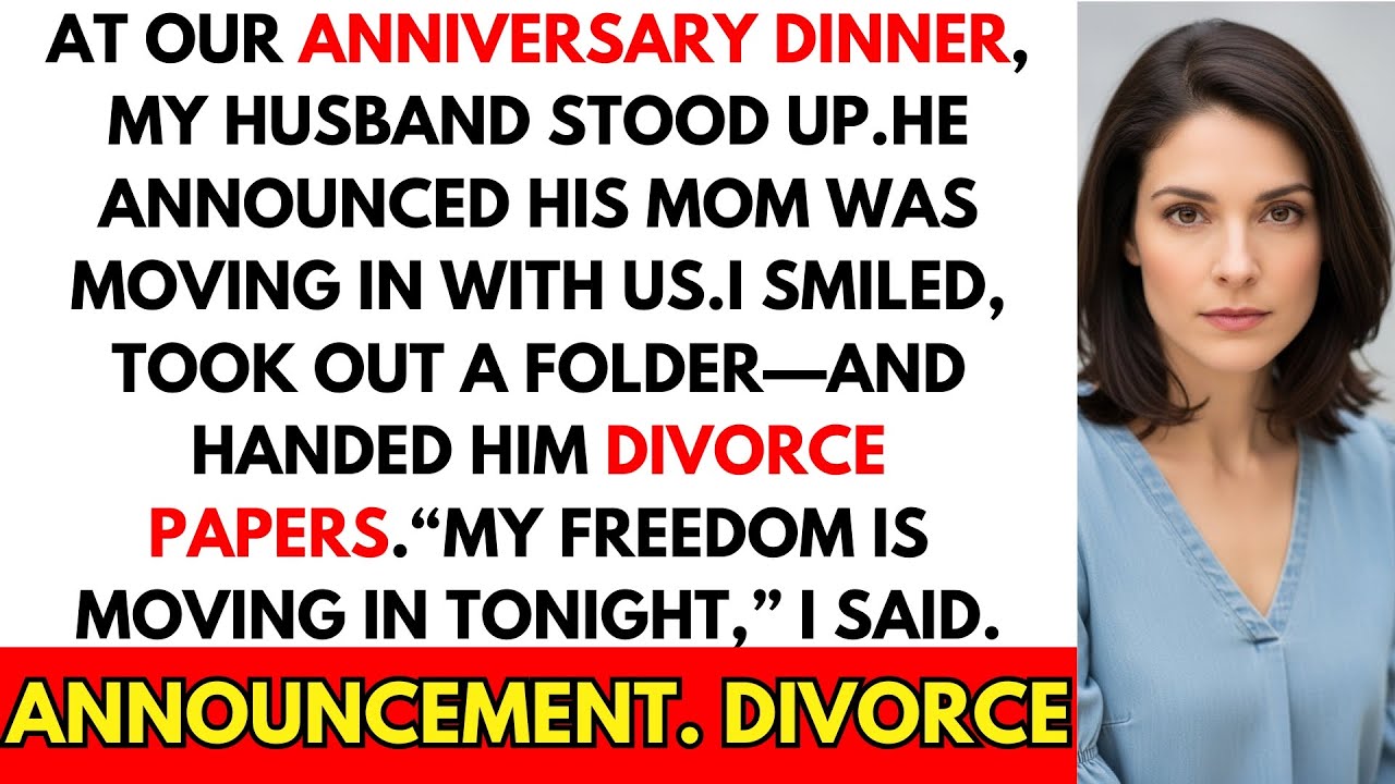 At Our Anniversary, He Said His Mom Was Moving In—My Surprise Ended Everything That Night.