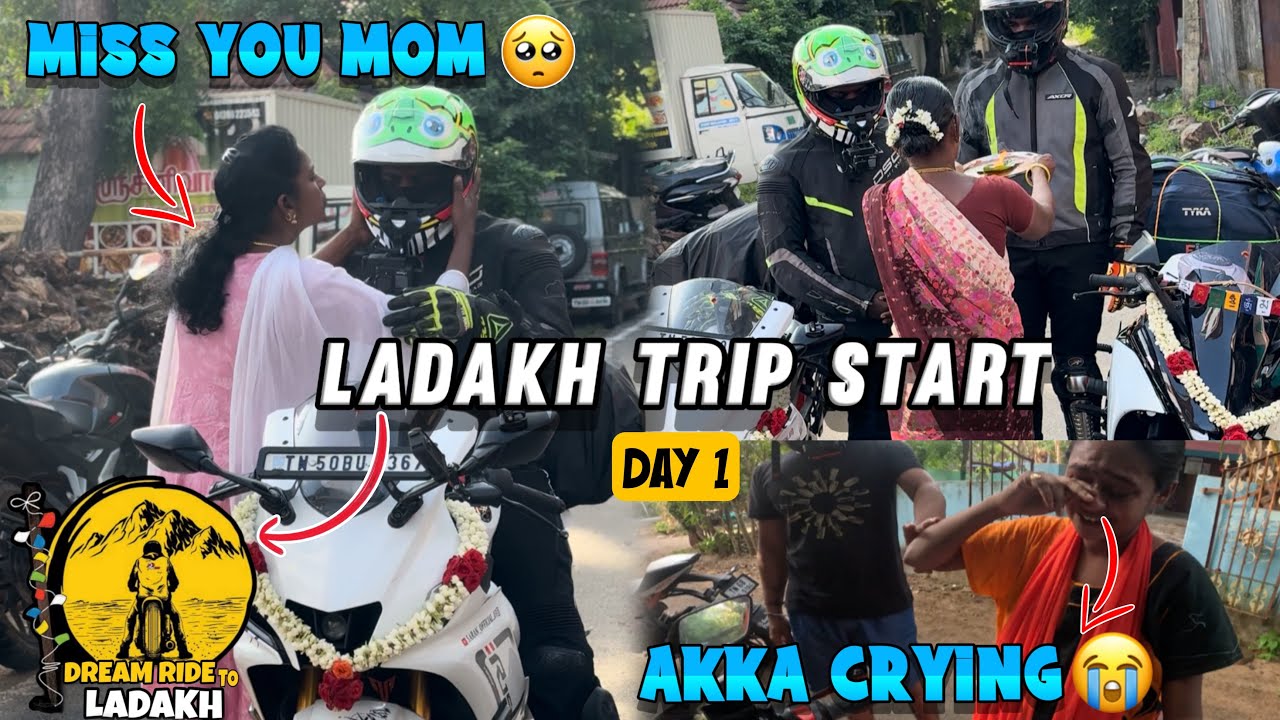 Ladakh ride start🥹🩷||day 1||miss you maa😫🫂| Crying my akkaa😭|#ladakh #tamil