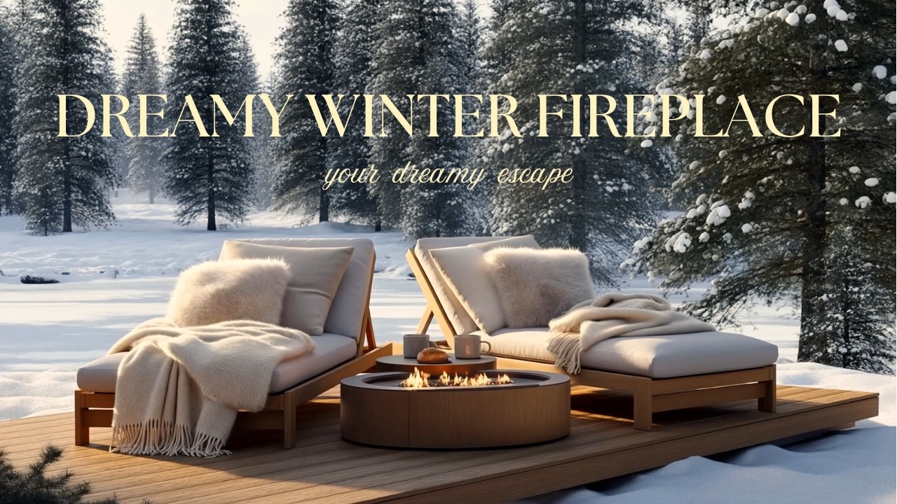 Snowy Outdoor Fireplace ❄️Peaceful Piano Ambiance