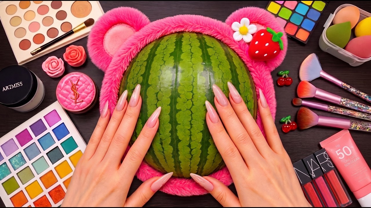 ASMR Makeup on Watermelon 🍉 (No Talking)