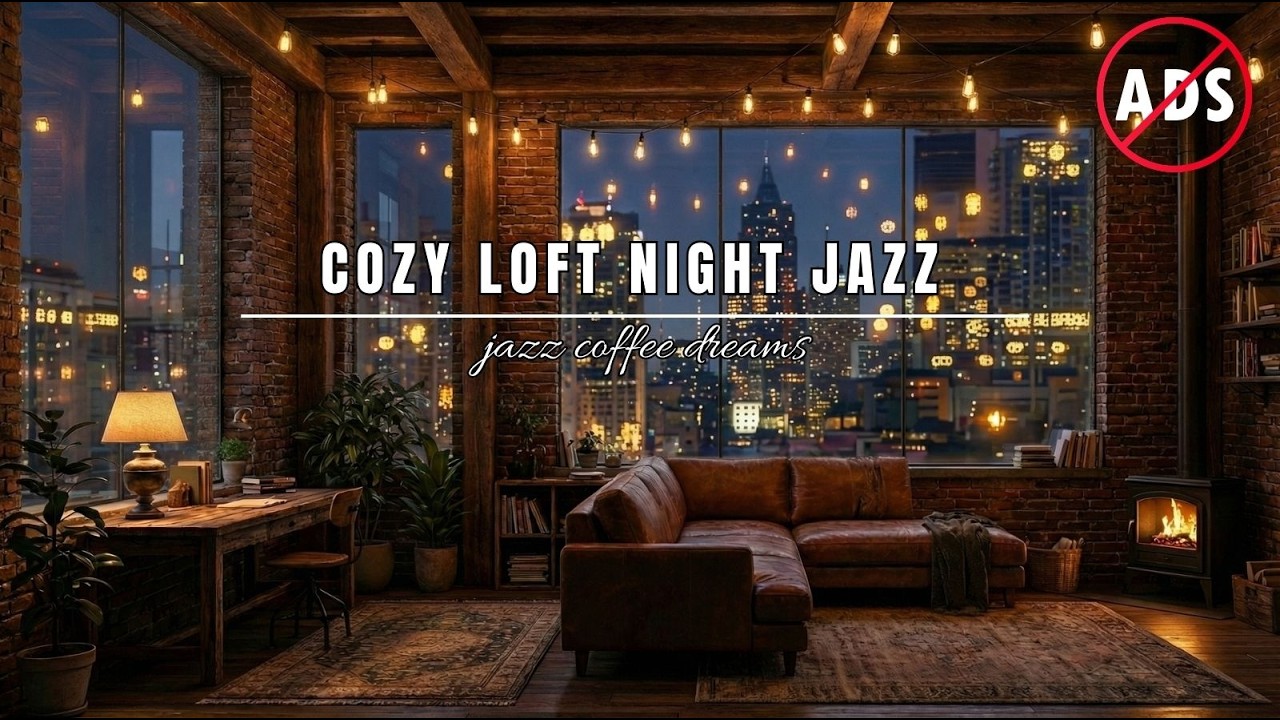 Cozy Loft Night Jazz 🎷 Warm City Lights Ambience for Relaxing, Studying & Late Night Focus