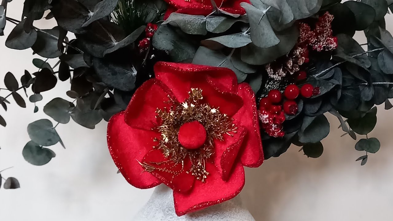 flor magnolia  de terciopelo/#decoración #christmas #facil #ideas