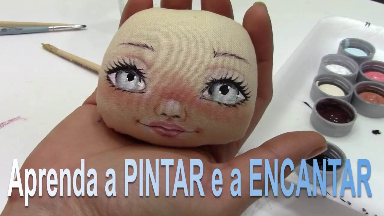 Demonstração Pintura de rosto de boneca de pano- APRENDA A PINTAR E A ENCANTAR