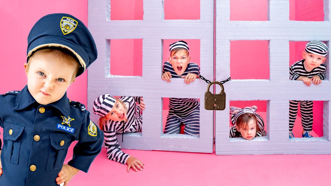 Kinder spielen Polizisten und Kriminelle 👮‍♀️ Gute Videos über Berufe Vania Mania DE
