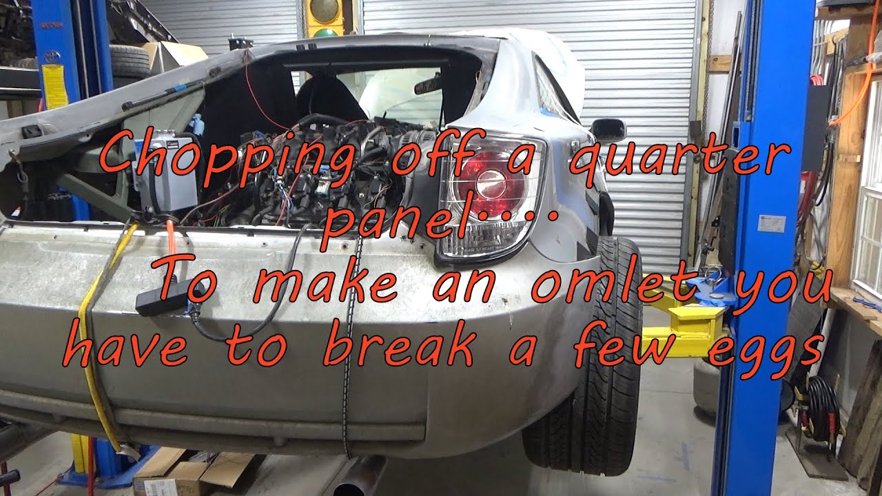 35-a. Cutting / hacking off a quarter panel , for the V8 Celica GT-SS