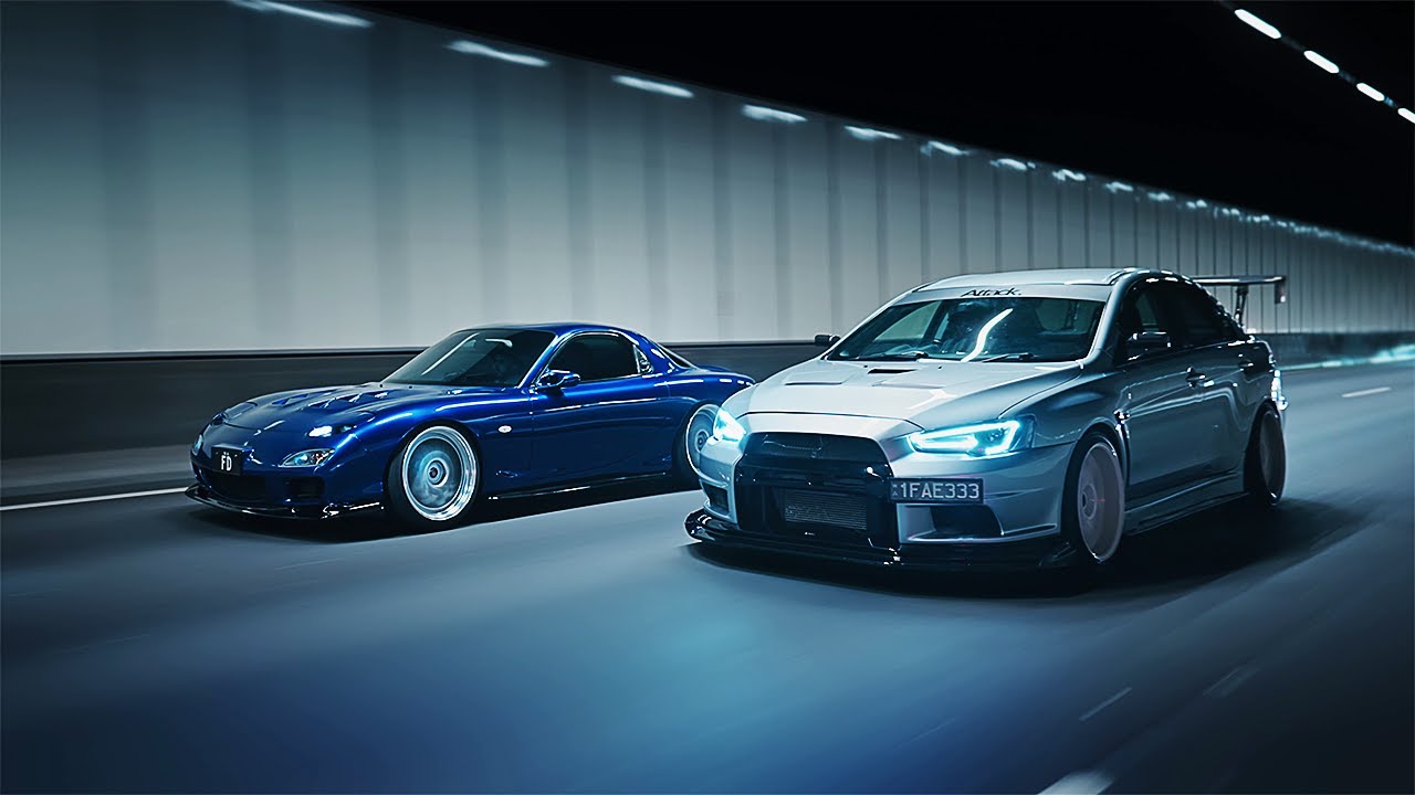 Mazda FD RX7, Varis Evo X and More... 4K JDM Night Vibes