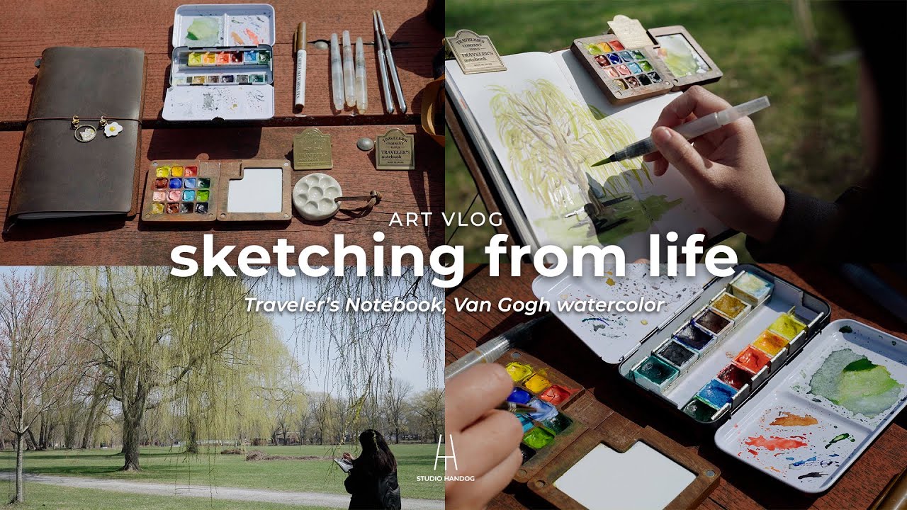 The joys of sketching from life 👩🏻‍🎨 | Art vlog | Traveler's Notebook, Van Gogh watercolor