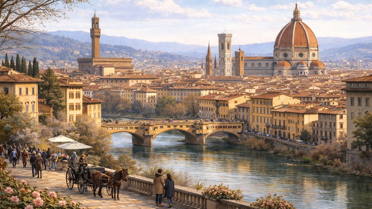 Florence Italy 🇮🇹 Historic Center, Ponte Vecchio & Scenic Views | Walking Tour 4K | Ambient Sounds