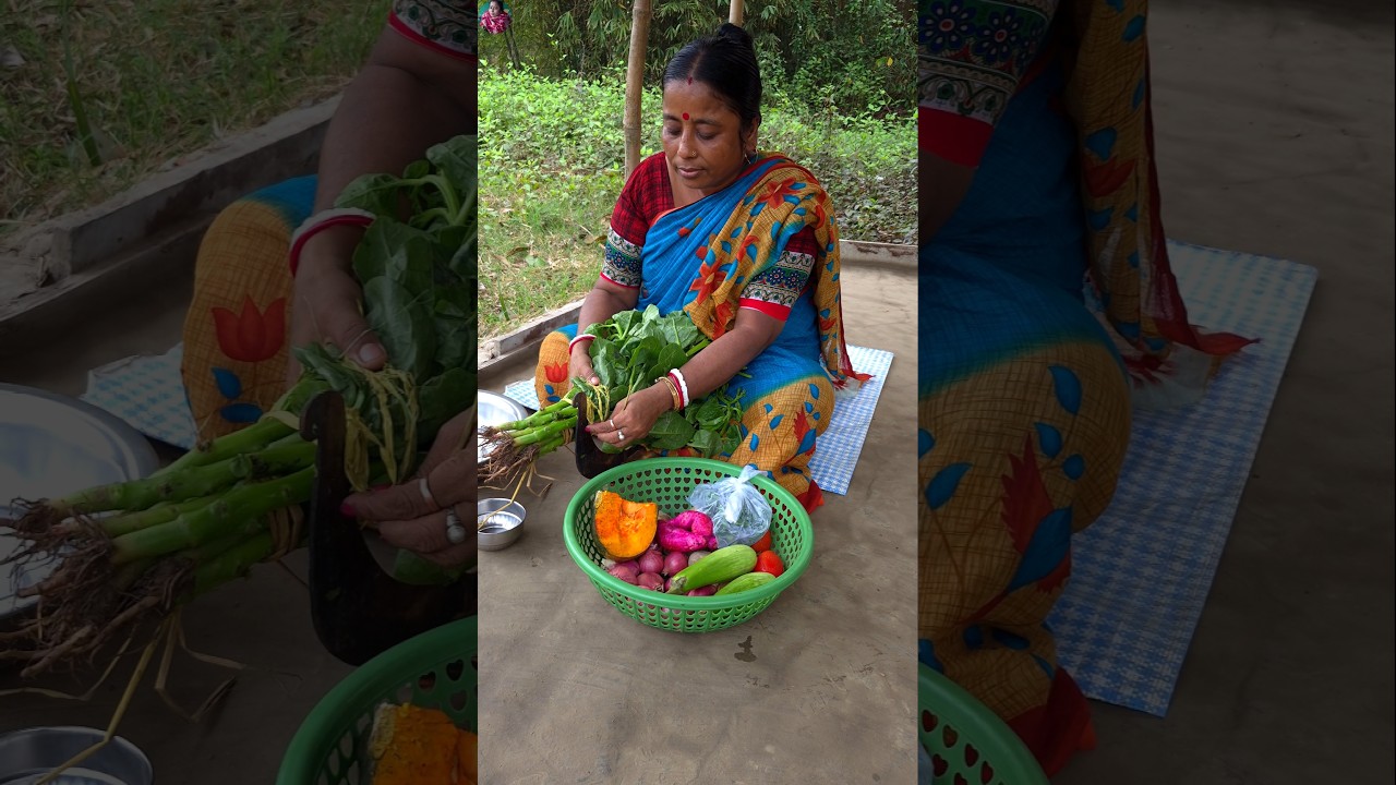 Pui shaak kumro macher matha recipe #shorts #puishak #mixveg