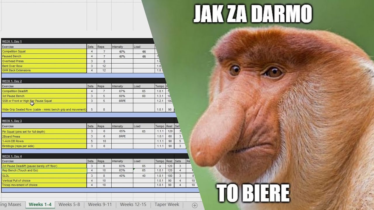 DARMOWY PLAN POD SIŁĘ/POWERBULDING NA 16 TYGODNI CALGARY BARBELL